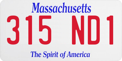 MA license plate 315ND1