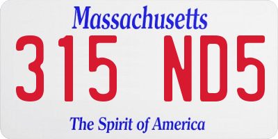 MA license plate 315ND5