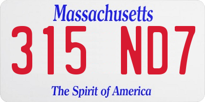 MA license plate 315ND7