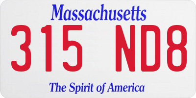 MA license plate 315ND8