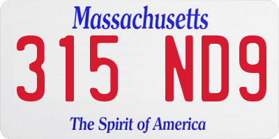 MA license plate 315ND9