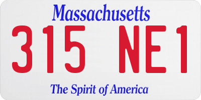 MA license plate 315NE1