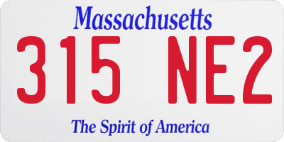 MA license plate 315NE2