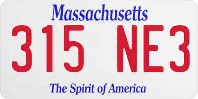 MA license plate 315NE3