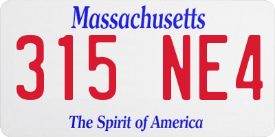 MA license plate 315NE4