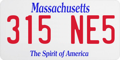 MA license plate 315NE5