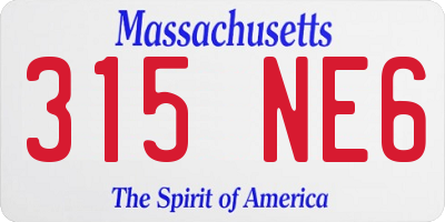 MA license plate 315NE6
