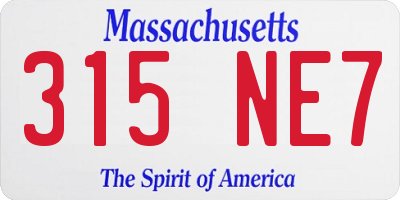 MA license plate 315NE7