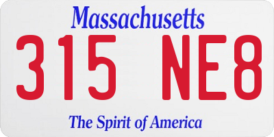 MA license plate 315NE8