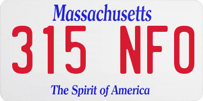 MA license plate 315NF0