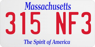 MA license plate 315NF3