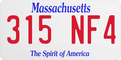 MA license plate 315NF4