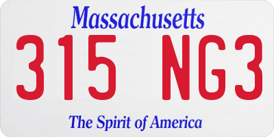 MA license plate 315NG3
