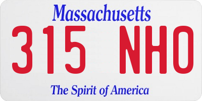 MA license plate 315NH0