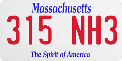 MA license plate 315NH3