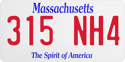 MA license plate 315NH4