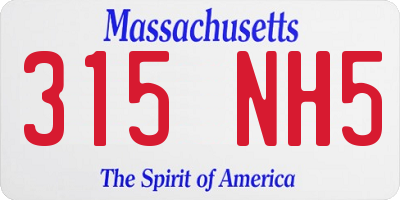 MA license plate 315NH5
