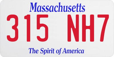 MA license plate 315NH7