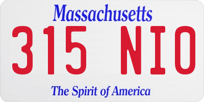 MA license plate 315NI0