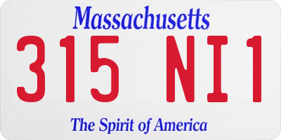 MA license plate 315NI1
