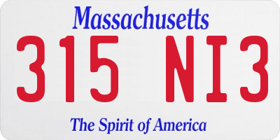 MA license plate 315NI3