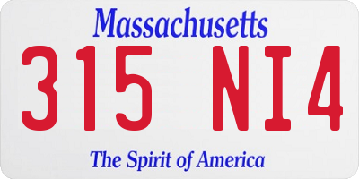 MA license plate 315NI4