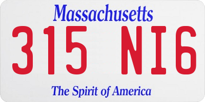 MA license plate 315NI6