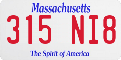 MA license plate 315NI8