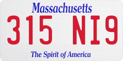 MA license plate 315NI9