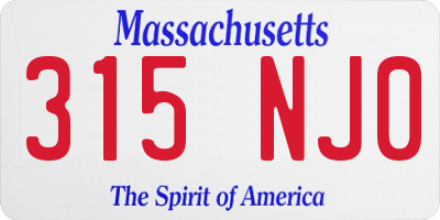 MA license plate 315NJ0