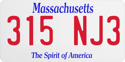 MA license plate 315NJ3