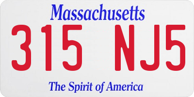 MA license plate 315NJ5