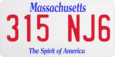 MA license plate 315NJ6
