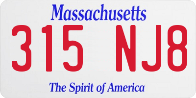 MA license plate 315NJ8