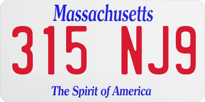 MA license plate 315NJ9