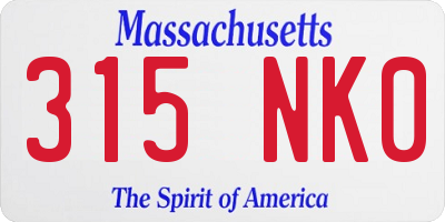 MA license plate 315NK0