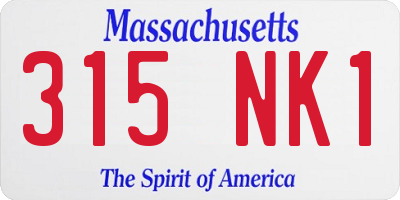 MA license plate 315NK1