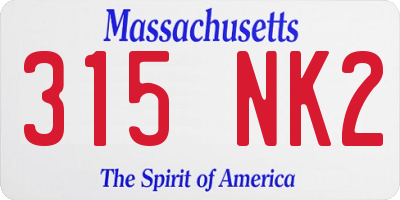 MA license plate 315NK2