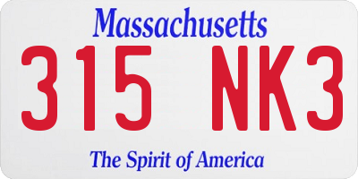 MA license plate 315NK3
