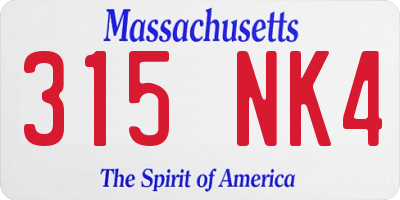 MA license plate 315NK4