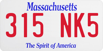 MA license plate 315NK5