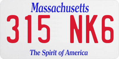 MA license plate 315NK6
