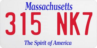 MA license plate 315NK7