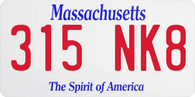 MA license plate 315NK8