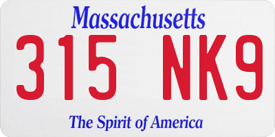 MA license plate 315NK9