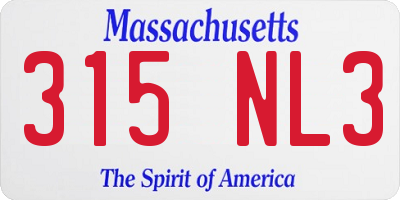 MA license plate 315NL3