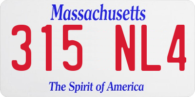 MA license plate 315NL4