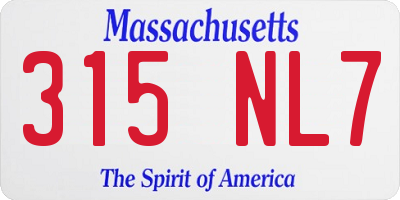 MA license plate 315NL7