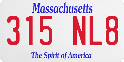 MA license plate 315NL8