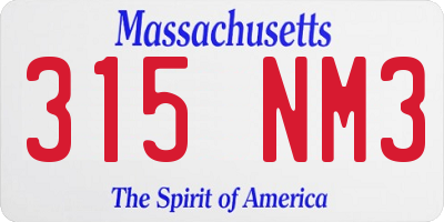 MA license plate 315NM3
